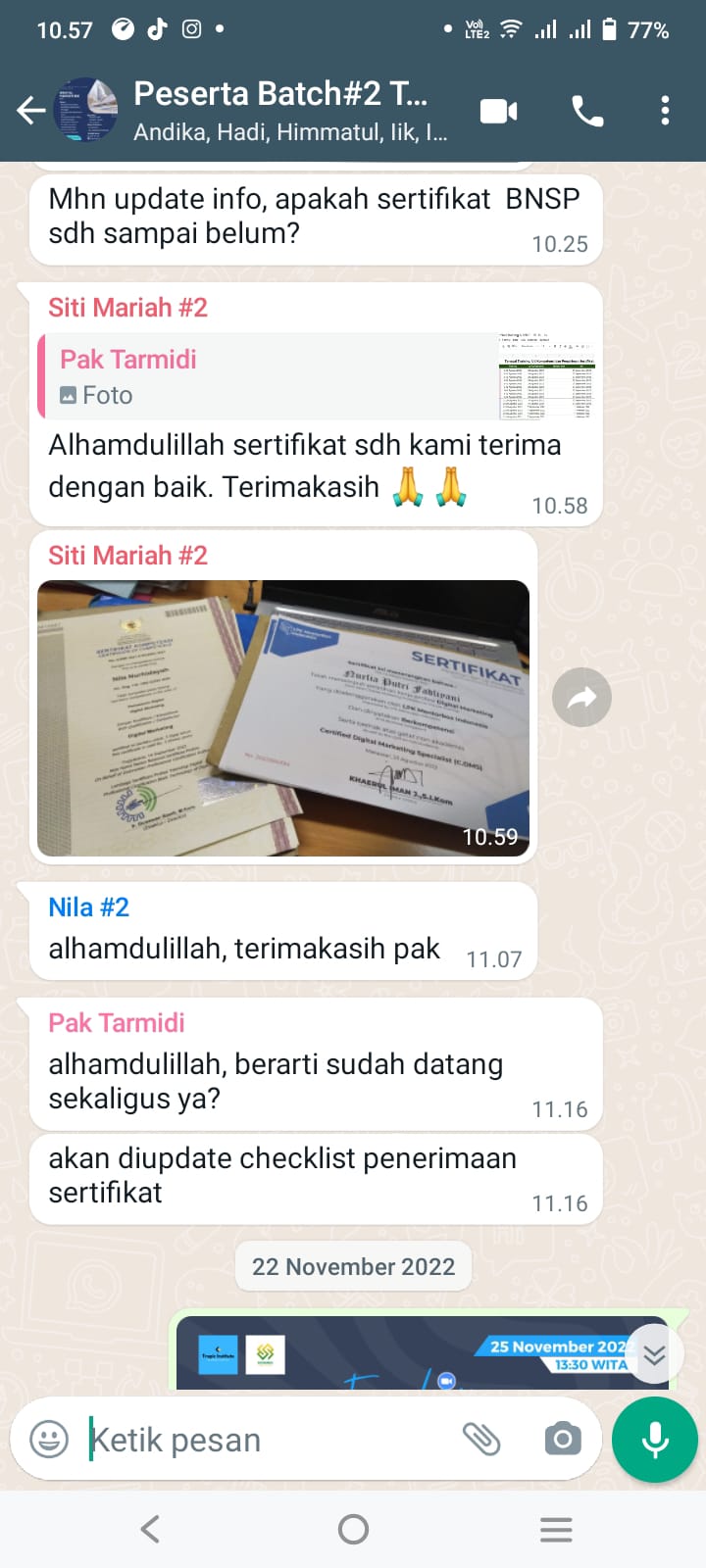 Pelatihan dan sertifikasi bnsp