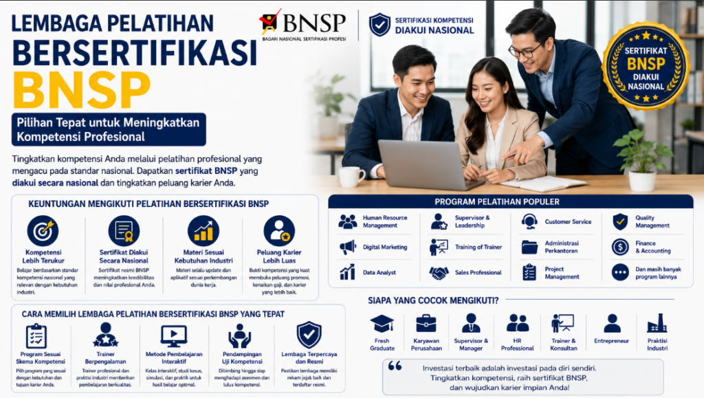 Tempat Pelatihan sertifikasi BNSP