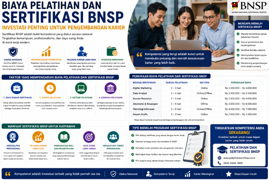 Biaya Pelatihan Sertifikasi BNSP