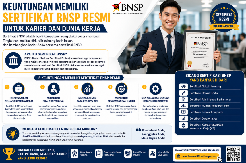 Keuntungan Memiliki Sertifikat BNSP Resmi