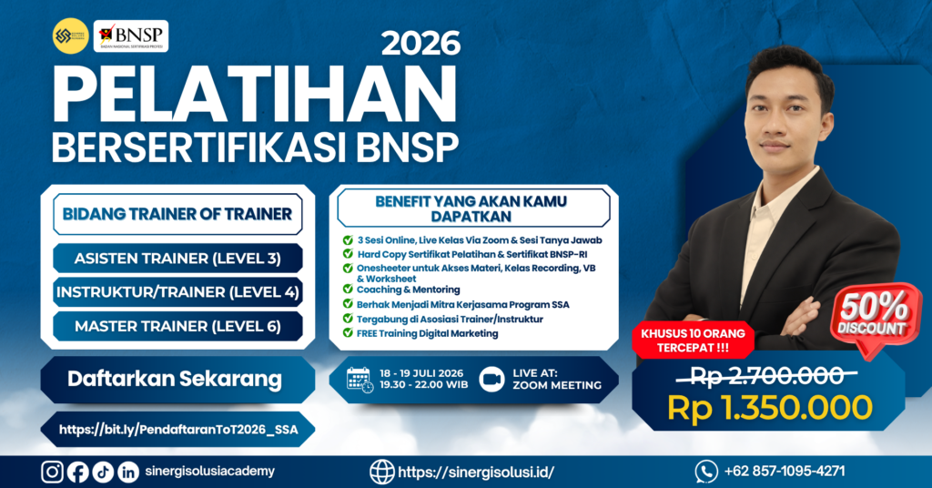 Biaya Pelatihan Training of Trainer BNSP
