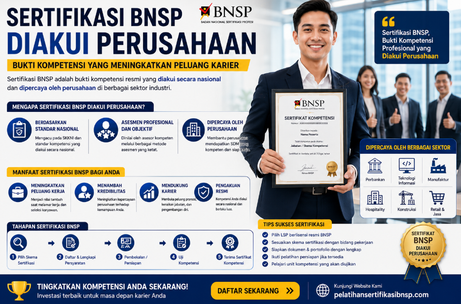 Sertifikasi Skill BNSP Diakui Perusahaan