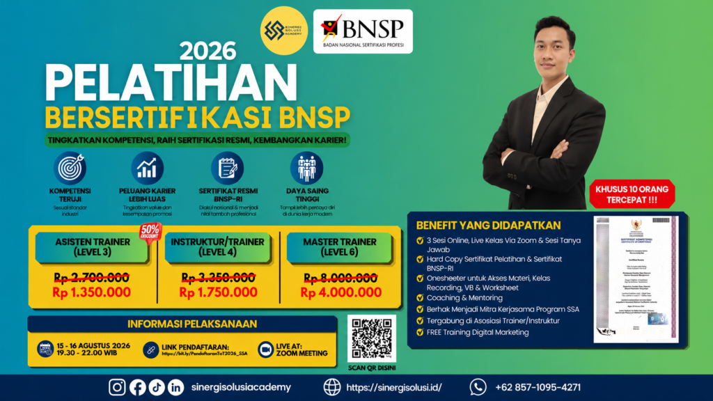 Jadwal Training of Trainer Level 4 Resmi BNSP Indonesia Tahun 2026